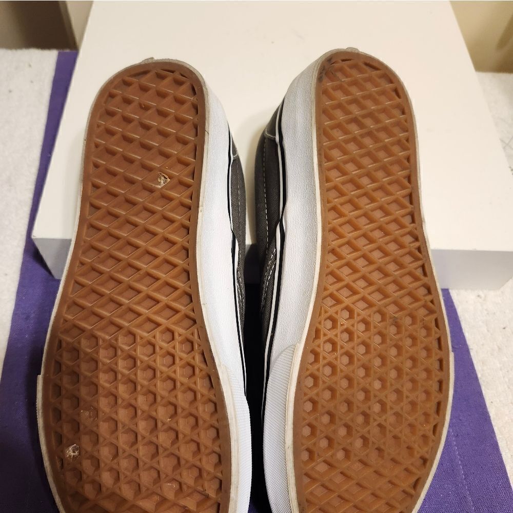 VANS "Asher" Gray Canvas Slip-On Sneakers Womans 8/38.5 Ret $135 WORN ONCE! - Picture 8 of 9
